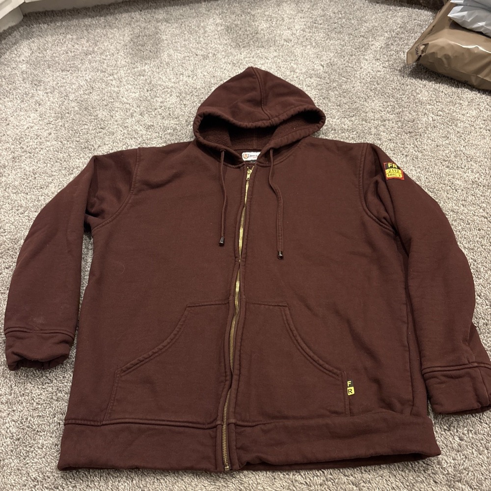 Justin FR Flame Resistant Hoodie Mens XL Maroon  Full Zip Up Work fr KN010012F-1